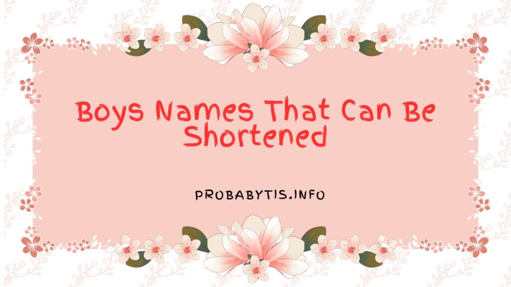 Boys Names That Can Be Shortened